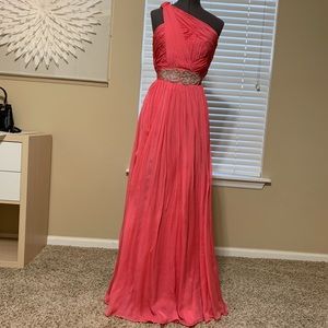 Bright Coral Silk Gown S